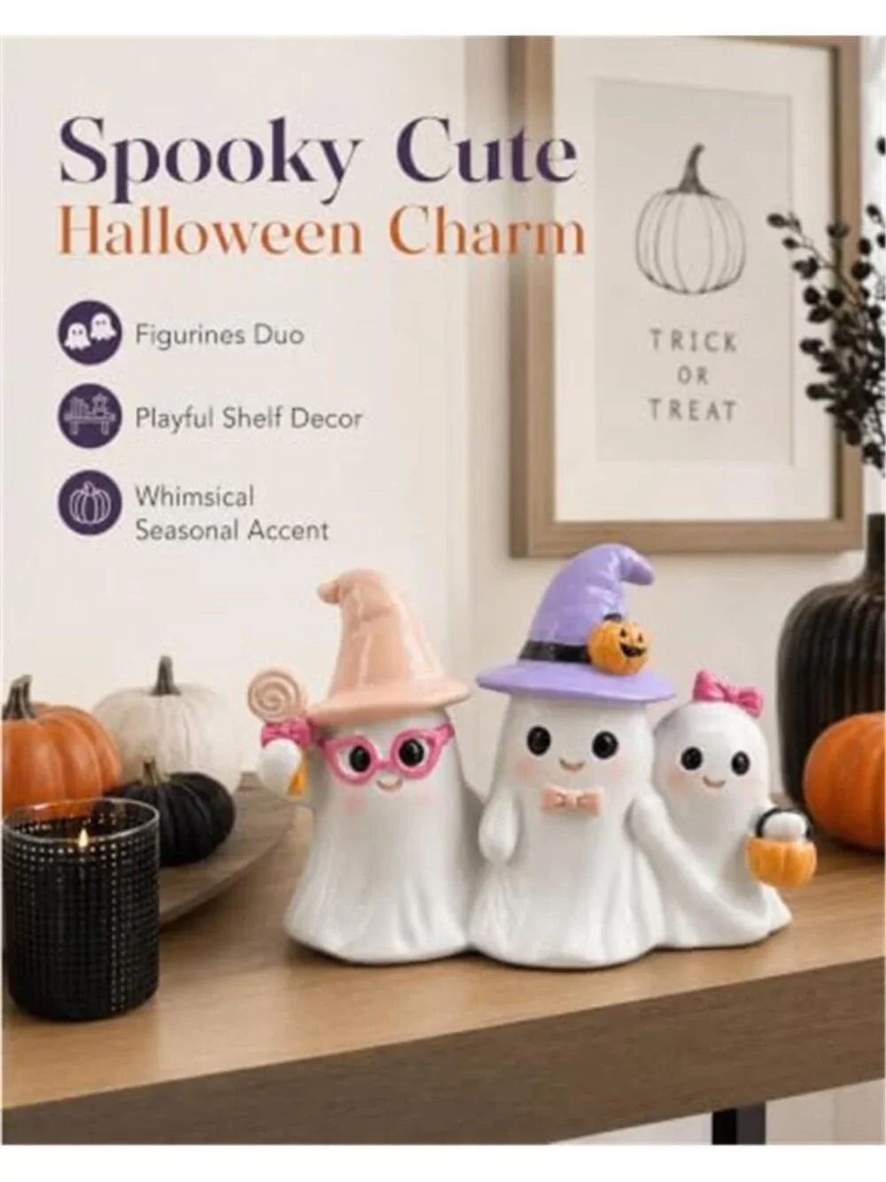 Halloween Decoration Indoor Ghost Figurine (White Ghost Trio)